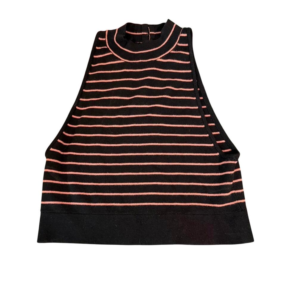 Victoria’s Secret Rose Black Striped High Neck Crop Tank Large Tennis Prep Boat